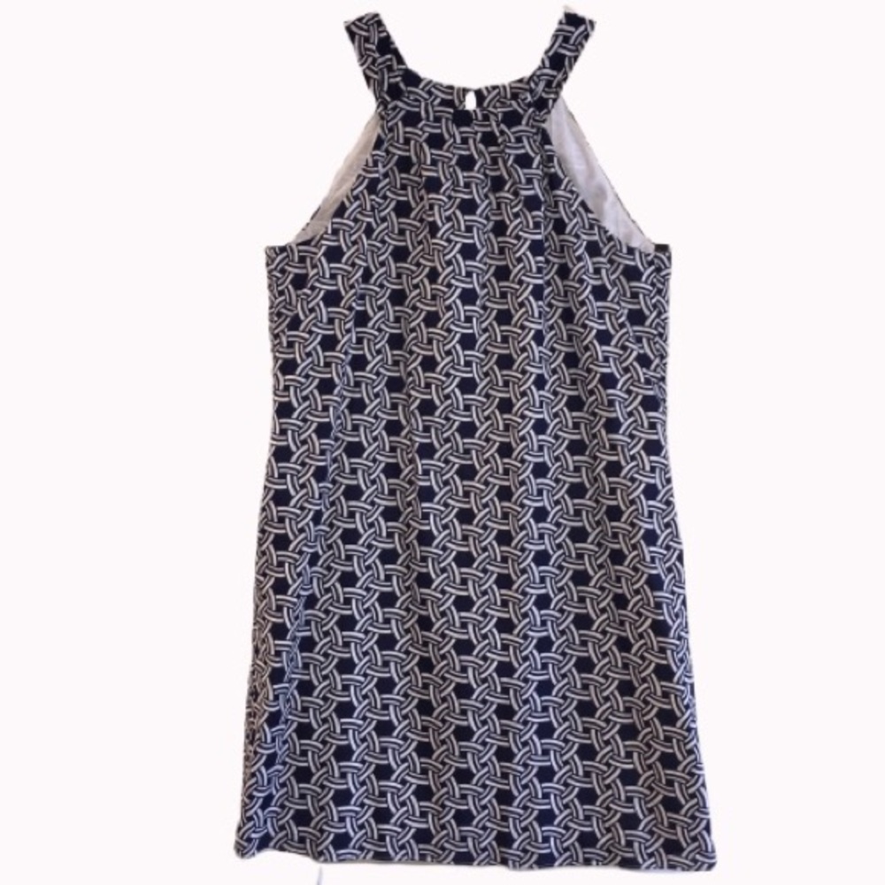 Skirtin Around Navy/White Geometric Halter Dress